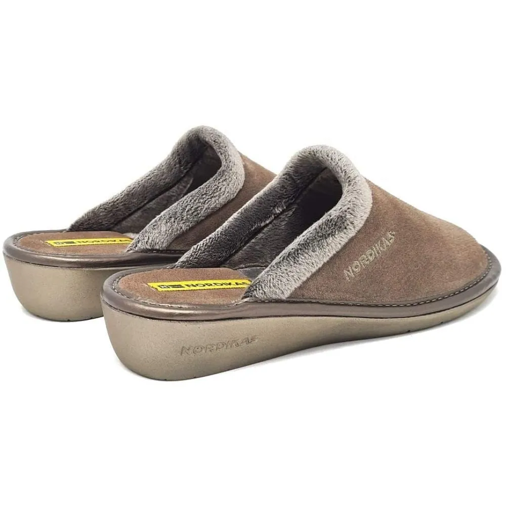 Afelpado Brown 234-80 Nordikas Comfy Slide Slippers