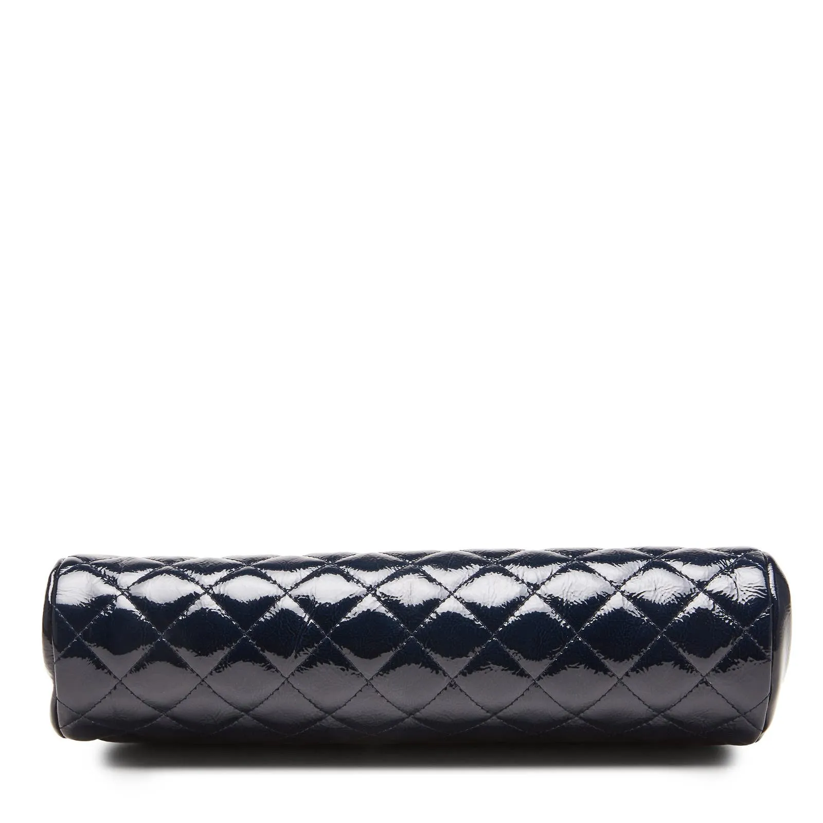 Chanel Classic Vintage CC Navy Blue Patent Diamond Quilted Timeless Clutch Bag