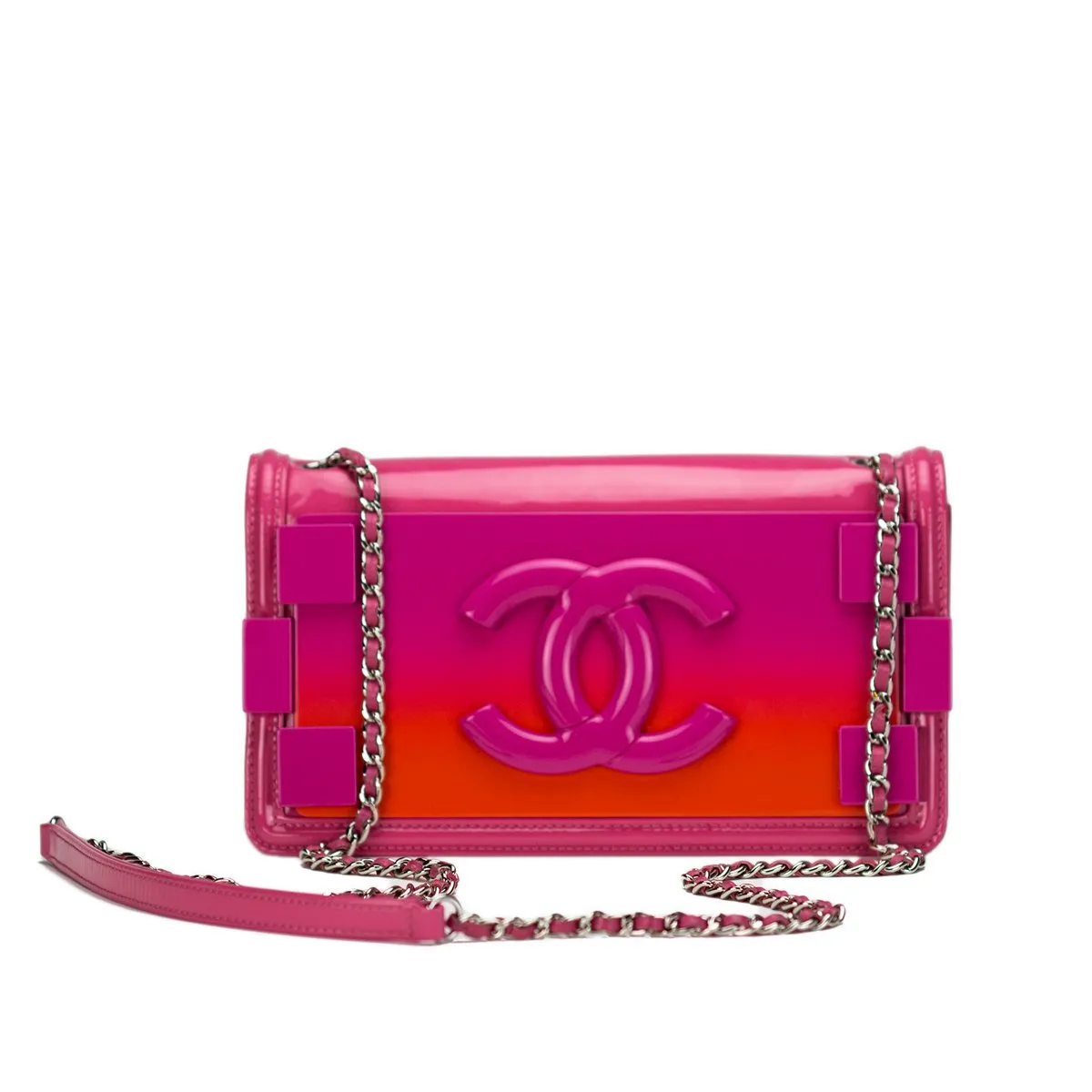 Chanel Lego Hot Pink Patent Brick Ombre Patent Flap