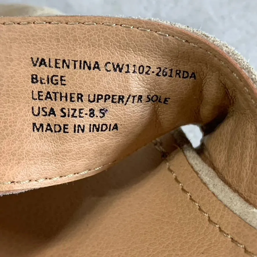 CREVO Women's Beige Suede Valentina Ankle-Strap Wedge Sandals SZ 8.5