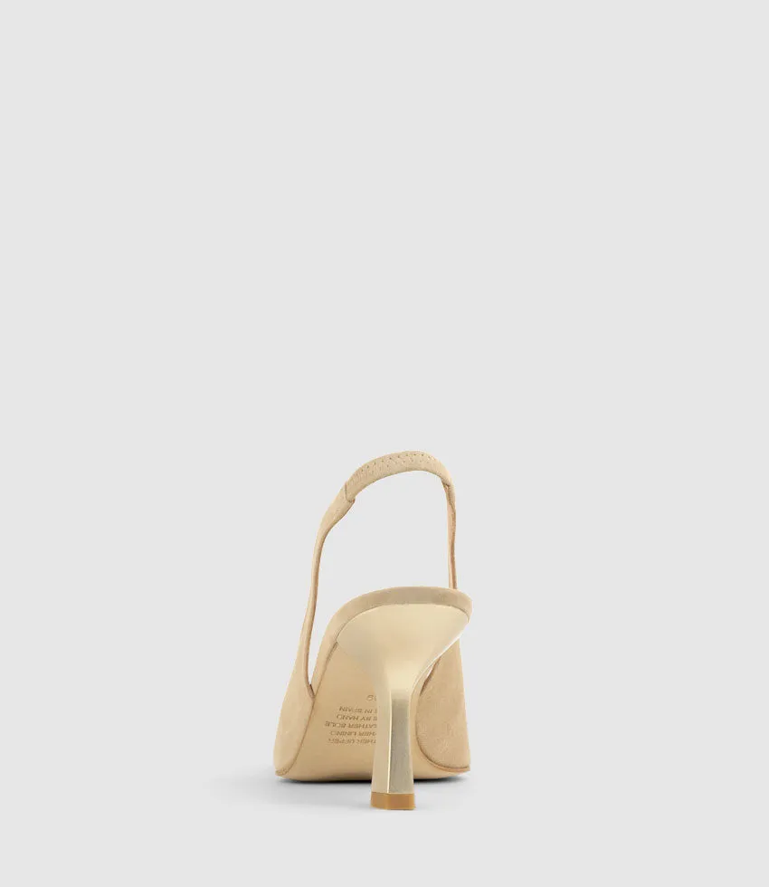 DELANEY80 Slingback with Ornament in Camel Suede
