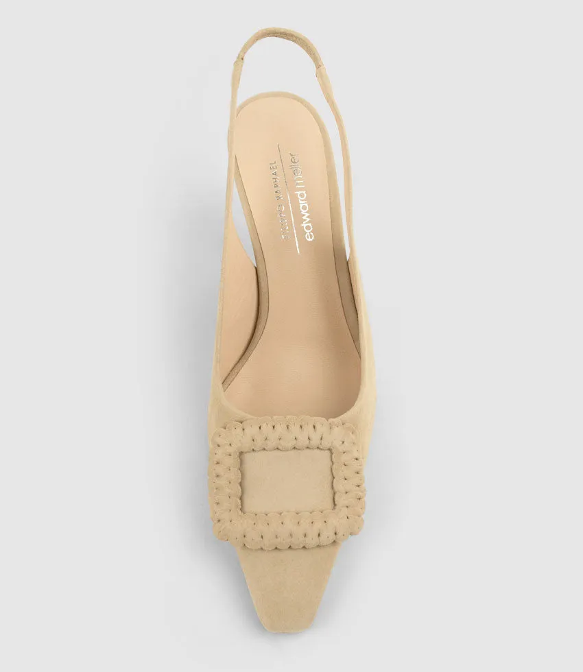 DELANEY80 Slingback with Ornament in Camel Suede