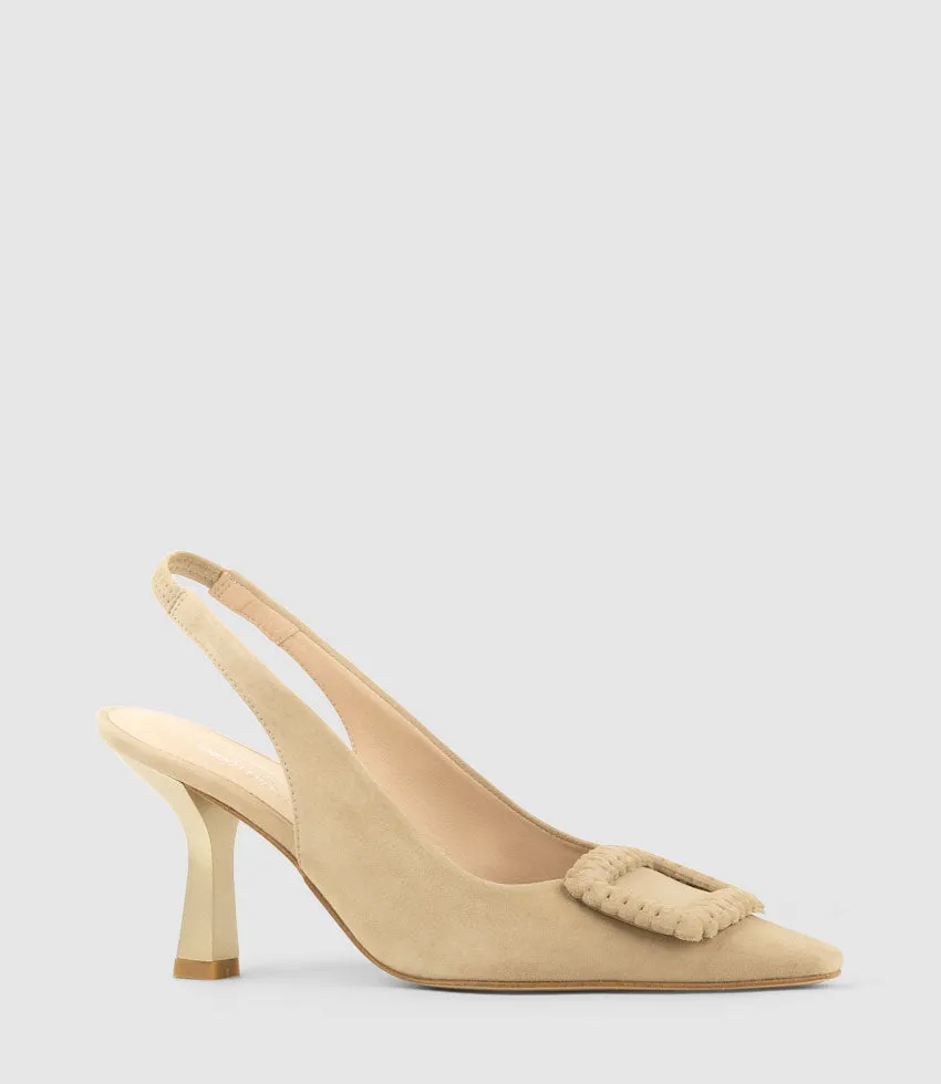 DELANEY80 Slingback with Ornament in Camel Suede