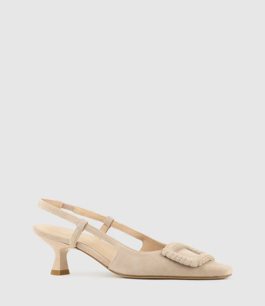 DEMETER60 Slingback with Ornament in Nude Suede