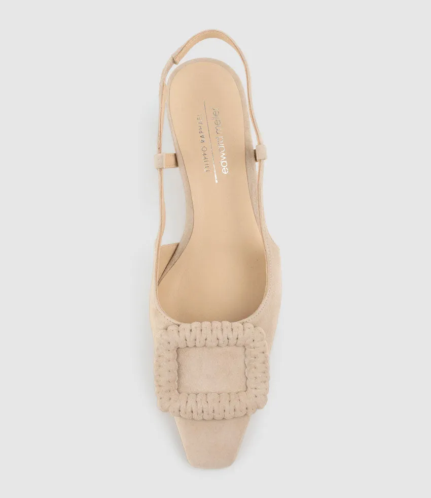 DEMETER60 Slingback with Ornament in Nude Suede