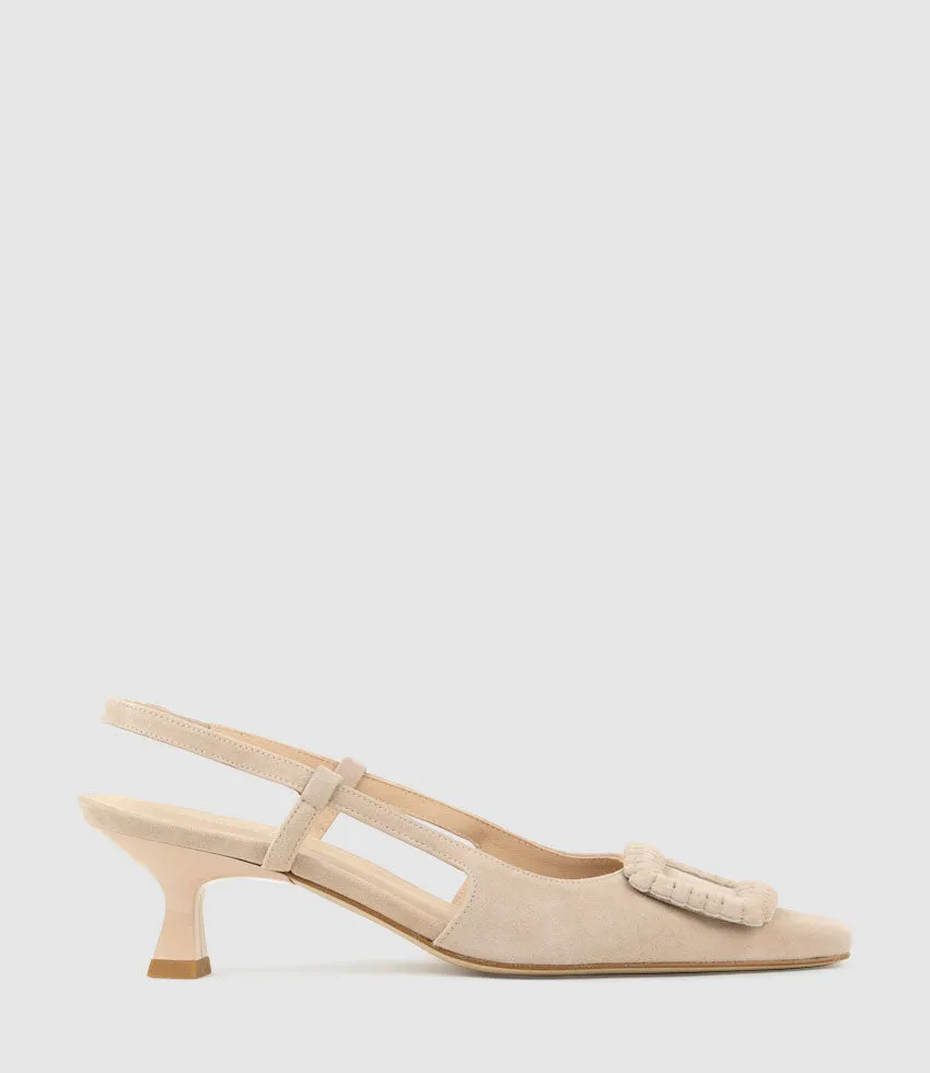 DEMETER60 Slingback with Ornament in Nude Suede