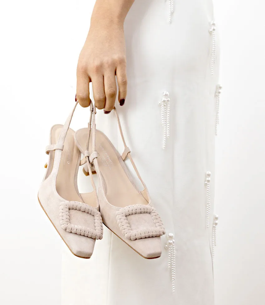DEMETER60 Slingback with Ornament in Nude Suede