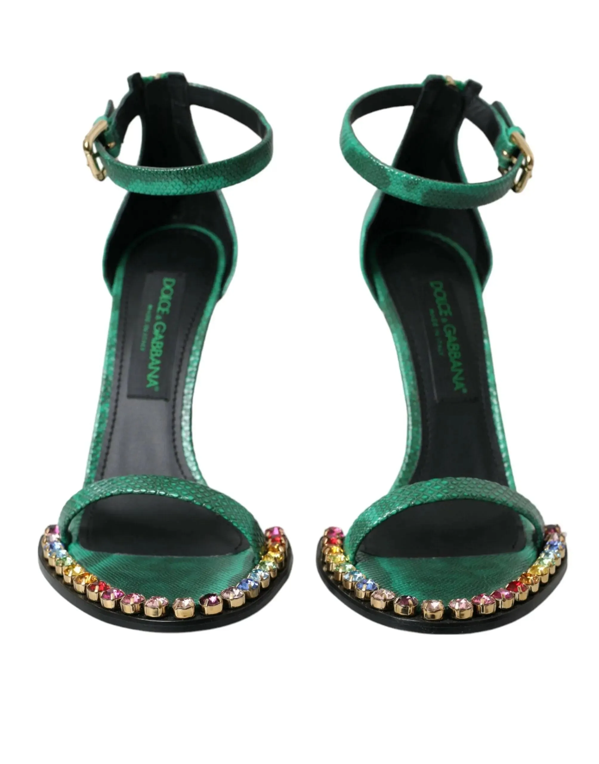 Dolce & Gabbana Green Crystal Bejeweled Sandals