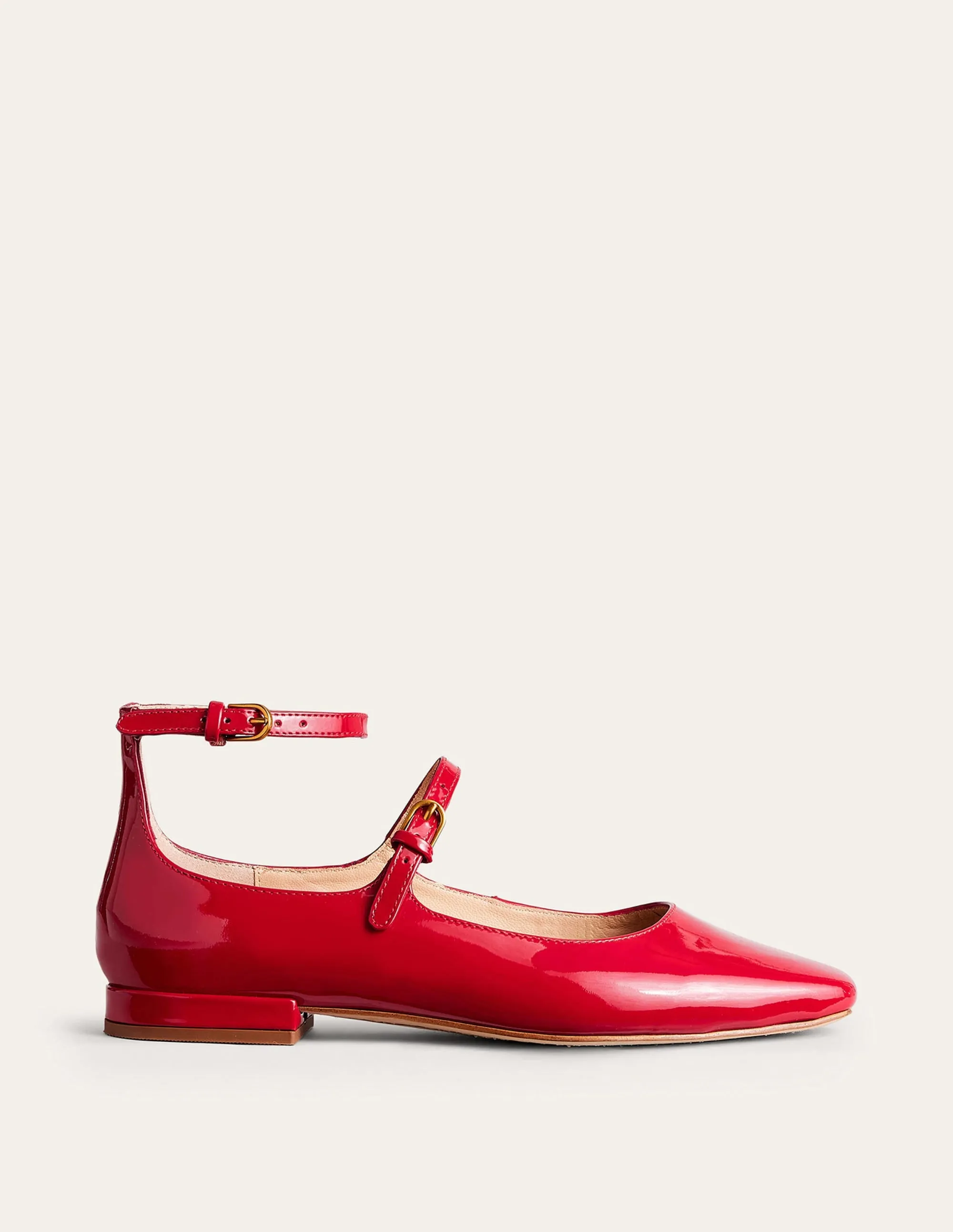 Double-Strap Mary Jane Shoes-Hot Pepper Patent