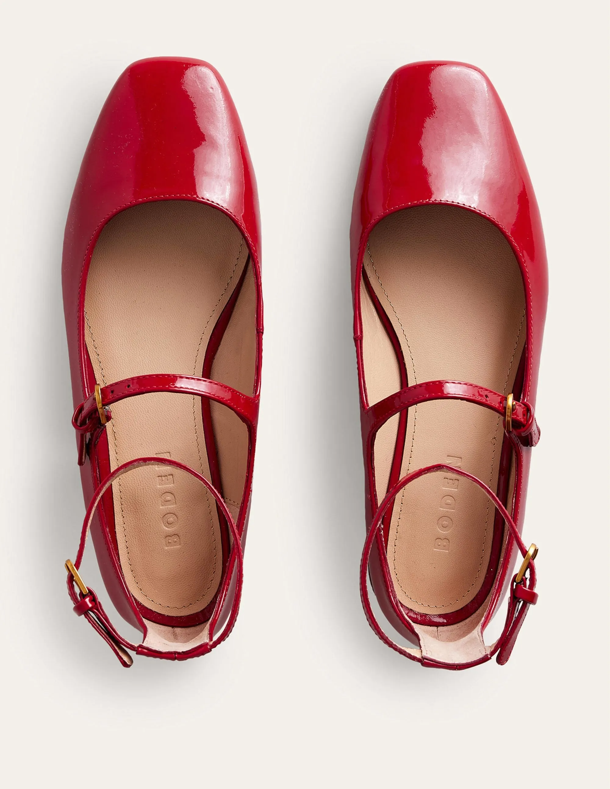 Double-Strap Mary Jane Shoes-Hot Pepper Patent