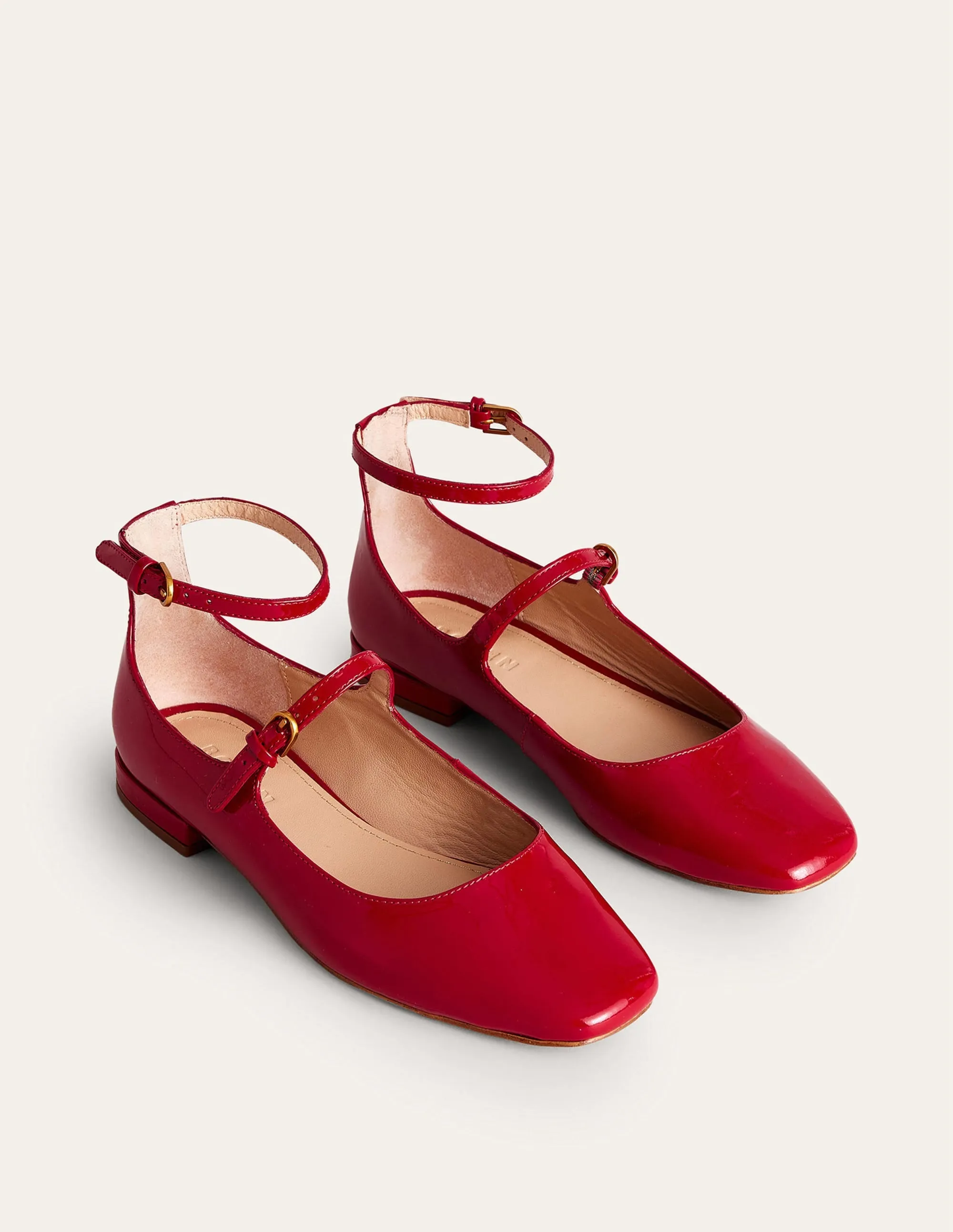 Double-Strap Mary Jane Shoes-Hot Pepper Patent