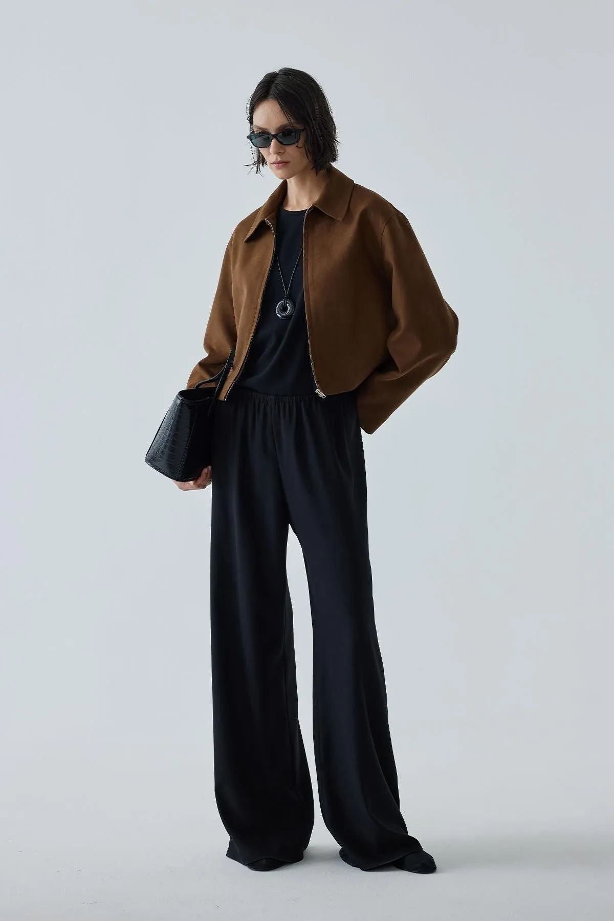 Gabrielle Suede Shirt Collar Jacket