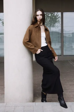 Gabrielle Suede Shirt Collar Jacket