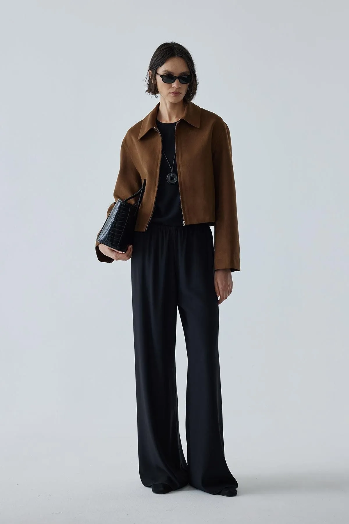 Gabrielle Suede Shirt Collar Jacket