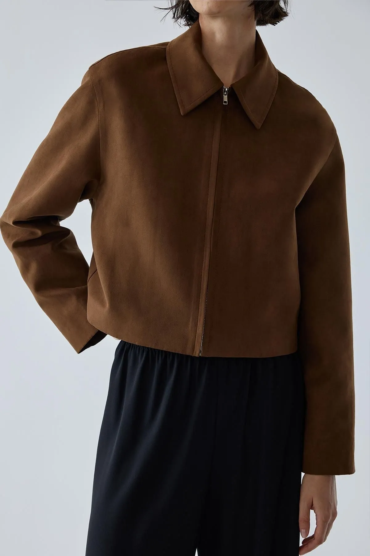 Gabrielle Suede Shirt Collar Jacket