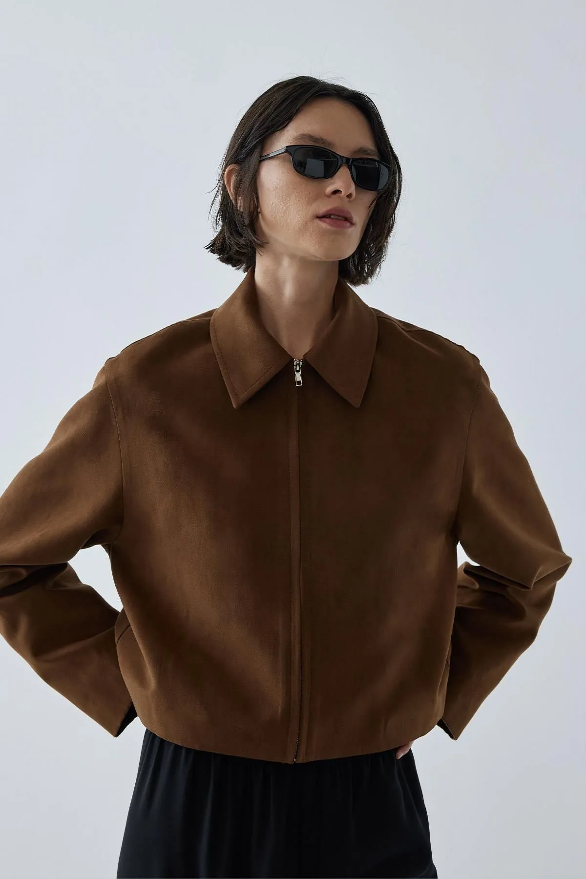 Gabrielle Suede Shirt Collar Jacket