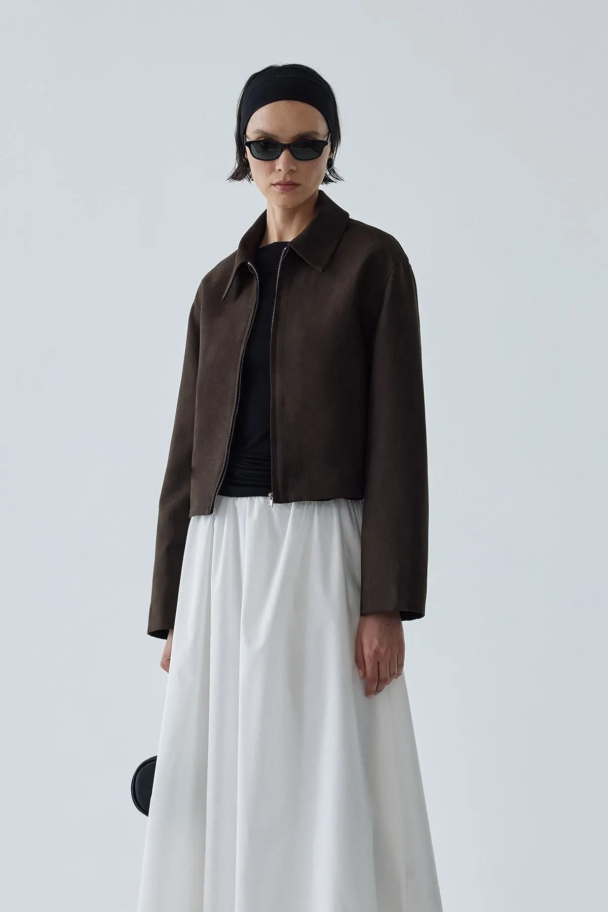 Gabrielle Suede Shirt Collar Jacket