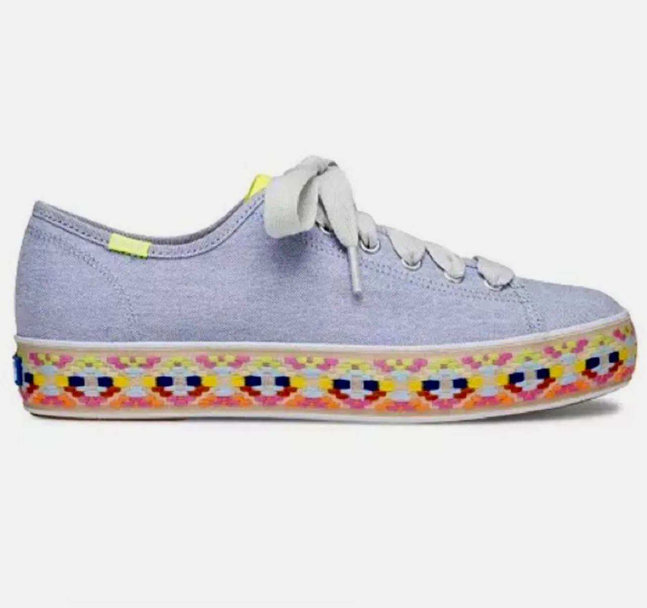 Keds Triple Kick Summer Platform Sneakers Size 11 M Chambray Upper, Twill Lining