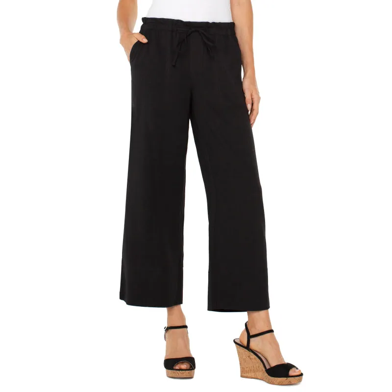 Liverpool Pull-on Tie Waist Wide Leg Ankle Pant