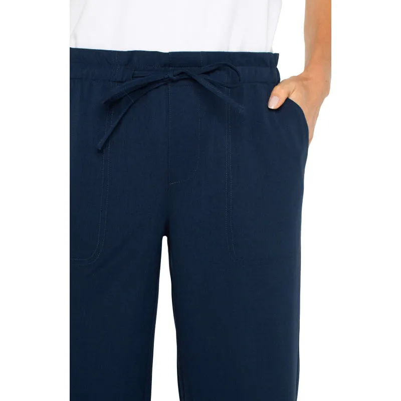 Liverpool Pull-on Tie Waist Wide Leg Ankle Pant