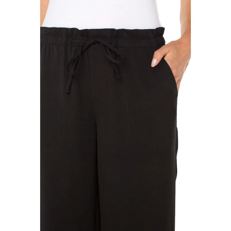 Liverpool Pull-on Tie Waist Wide Leg Ankle Pant