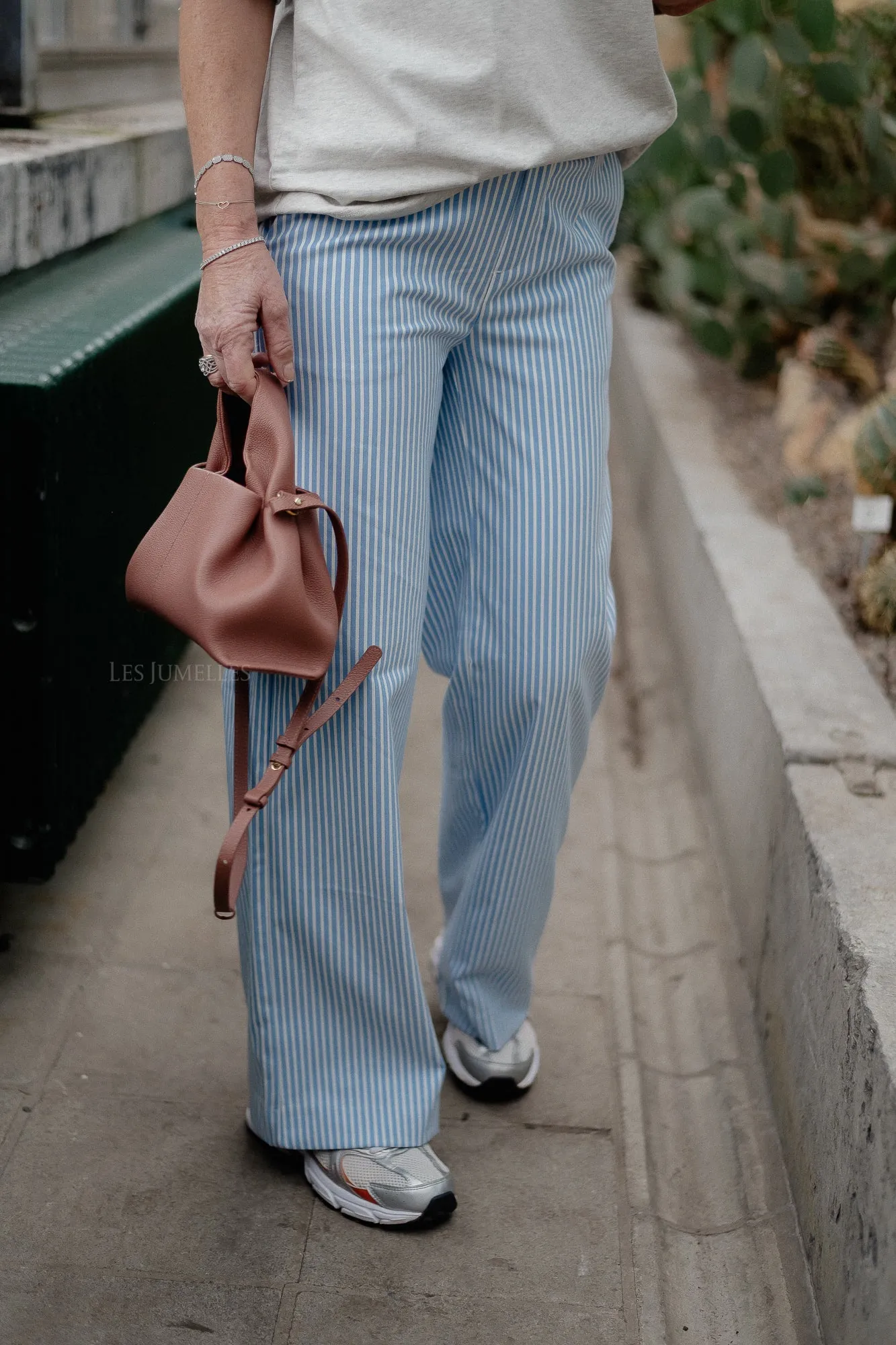 OBJLisa wide pants cloud dancer/cornflower