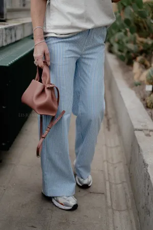 OBJLisa wide pants cloud dancer/cornflower