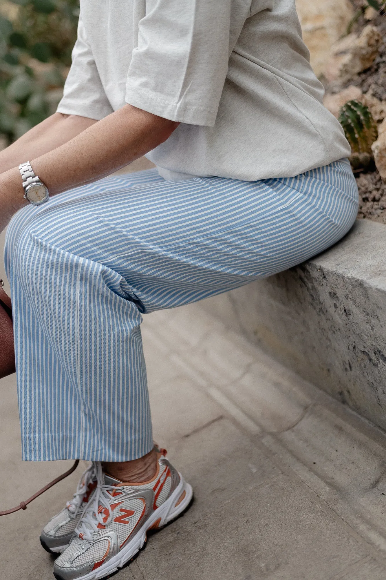 OBJLisa wide pants cloud dancer/cornflower