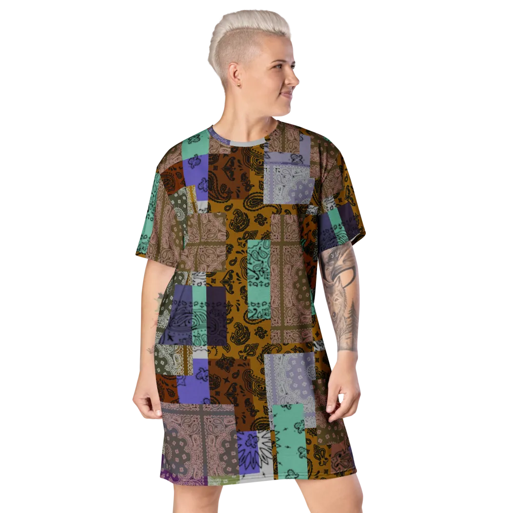 ROYAL ICONIC. | Patchwork Bandana Flag High End Modern Urban MuuMuu Tshirt Dress Custom Design #8