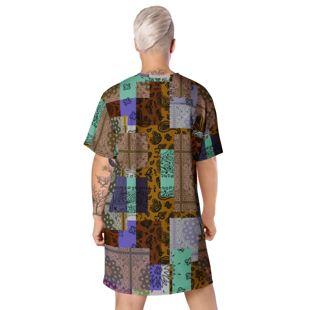 ROYAL ICONIC. | Patchwork Bandana Flag High End Modern Urban MuuMuu Tshirt Dress Custom Design #8