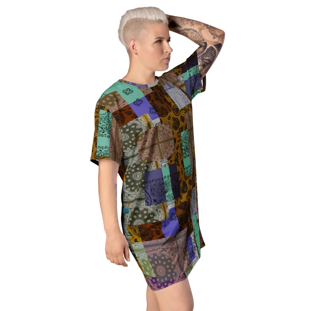 ROYAL ICONIC. | Patchwork Bandana Flag High End Modern Urban MuuMuu Tshirt Dress Custom Design #8