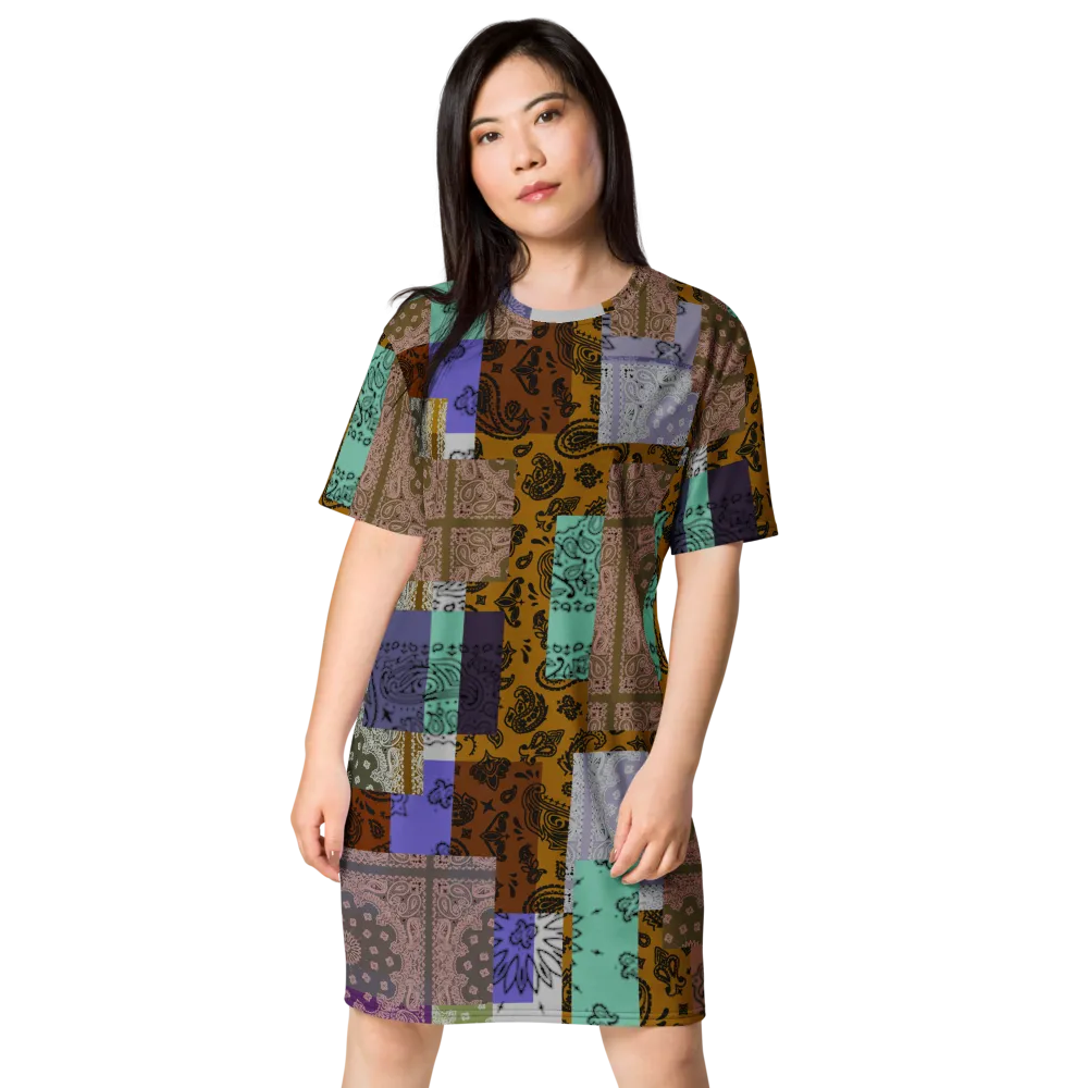 ROYAL ICONIC. | Patchwork Bandana Flag High End Modern Urban MuuMuu Tshirt Dress Custom Design #8