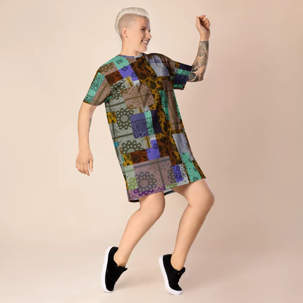 ROYAL ICONIC. | Patchwork Bandana Flag High End Modern Urban MuuMuu Tshirt Dress Custom Design #8