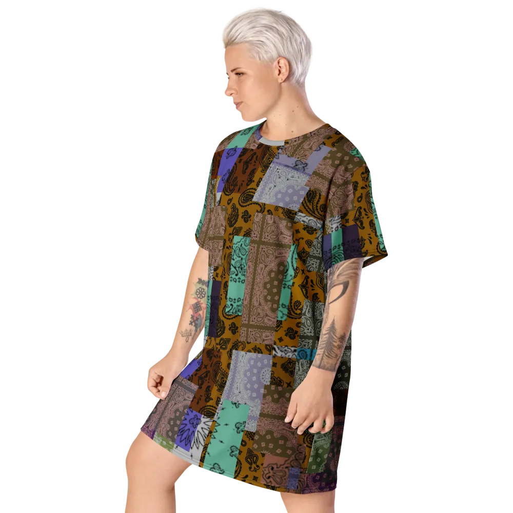 ROYAL ICONIC. | Patchwork Bandana Flag High End Modern Urban MuuMuu Tshirt Dress Custom Design #8