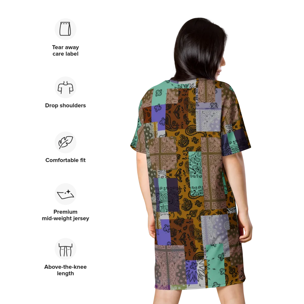 ROYAL ICONIC. | Patchwork Bandana Flag High End Modern Urban MuuMuu Tshirt Dress Custom Design #8