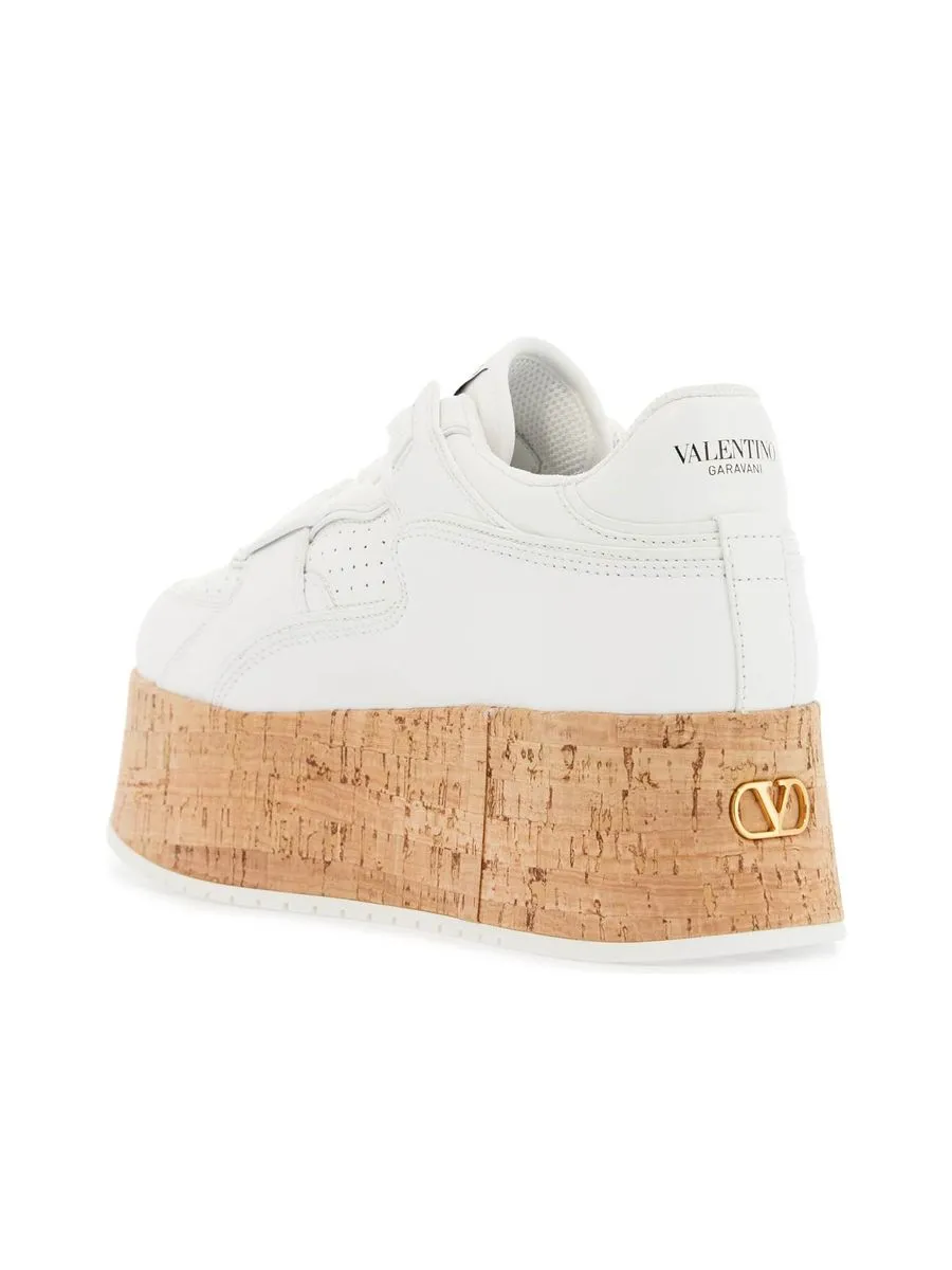 Sneaker With Cork Sole And Perforated Details