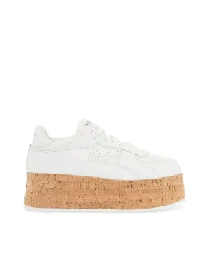 Sneaker With Cork Sole And Perforated Details