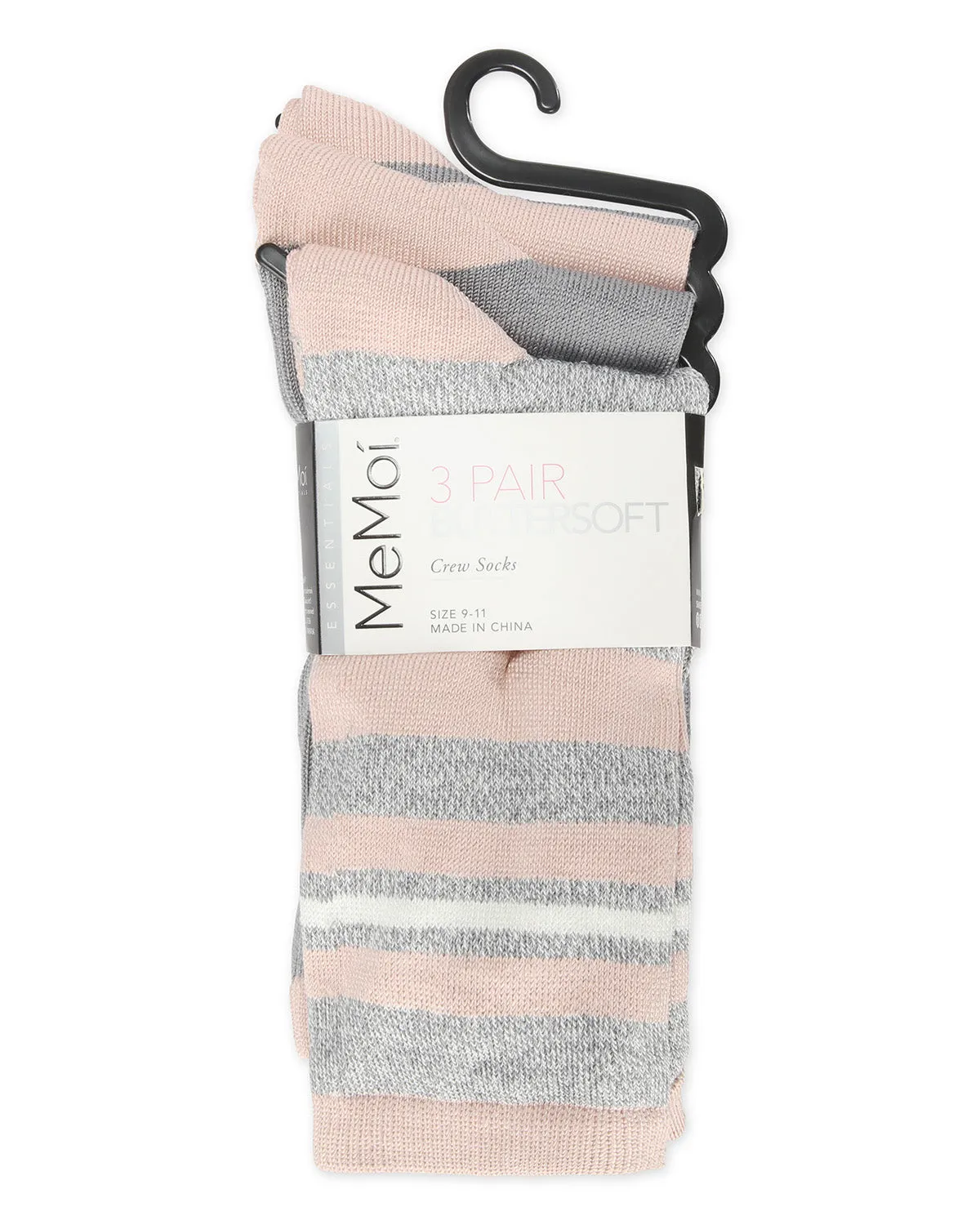 Women's 3 Pack Multi-Stripe Buttersoft Crew Socks