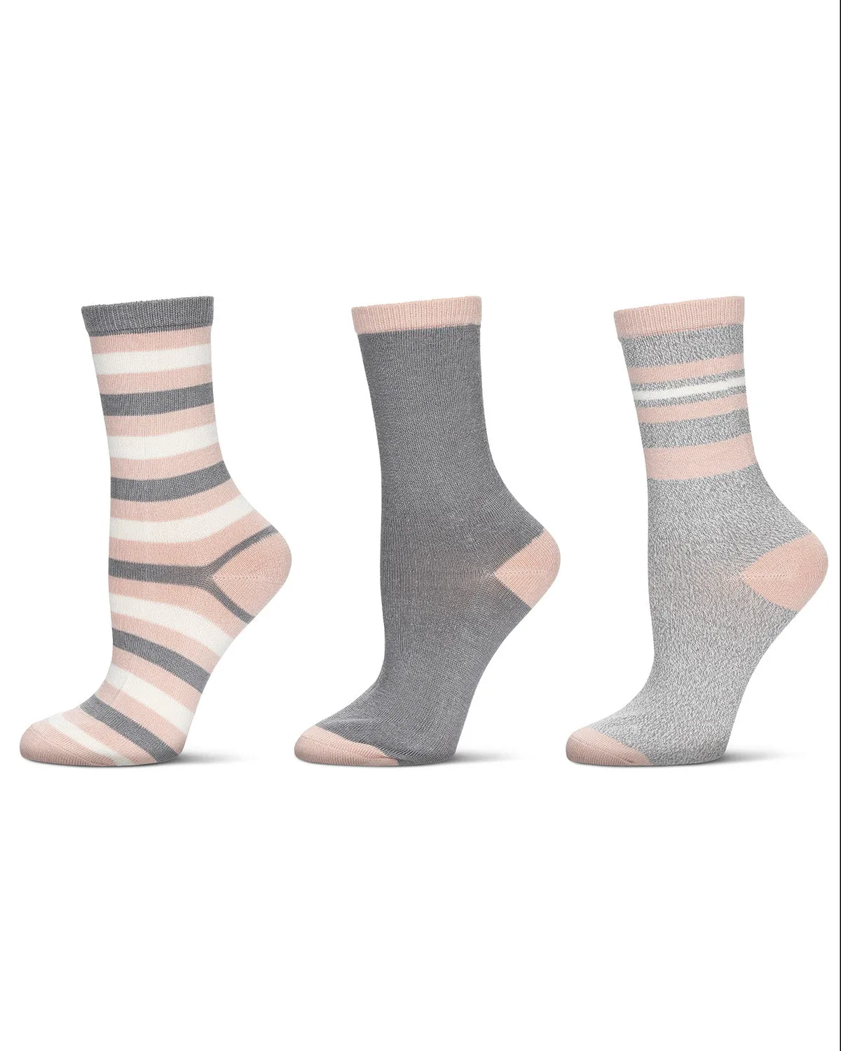 Women's 3 Pack Multi-Stripe Buttersoft Crew Socks